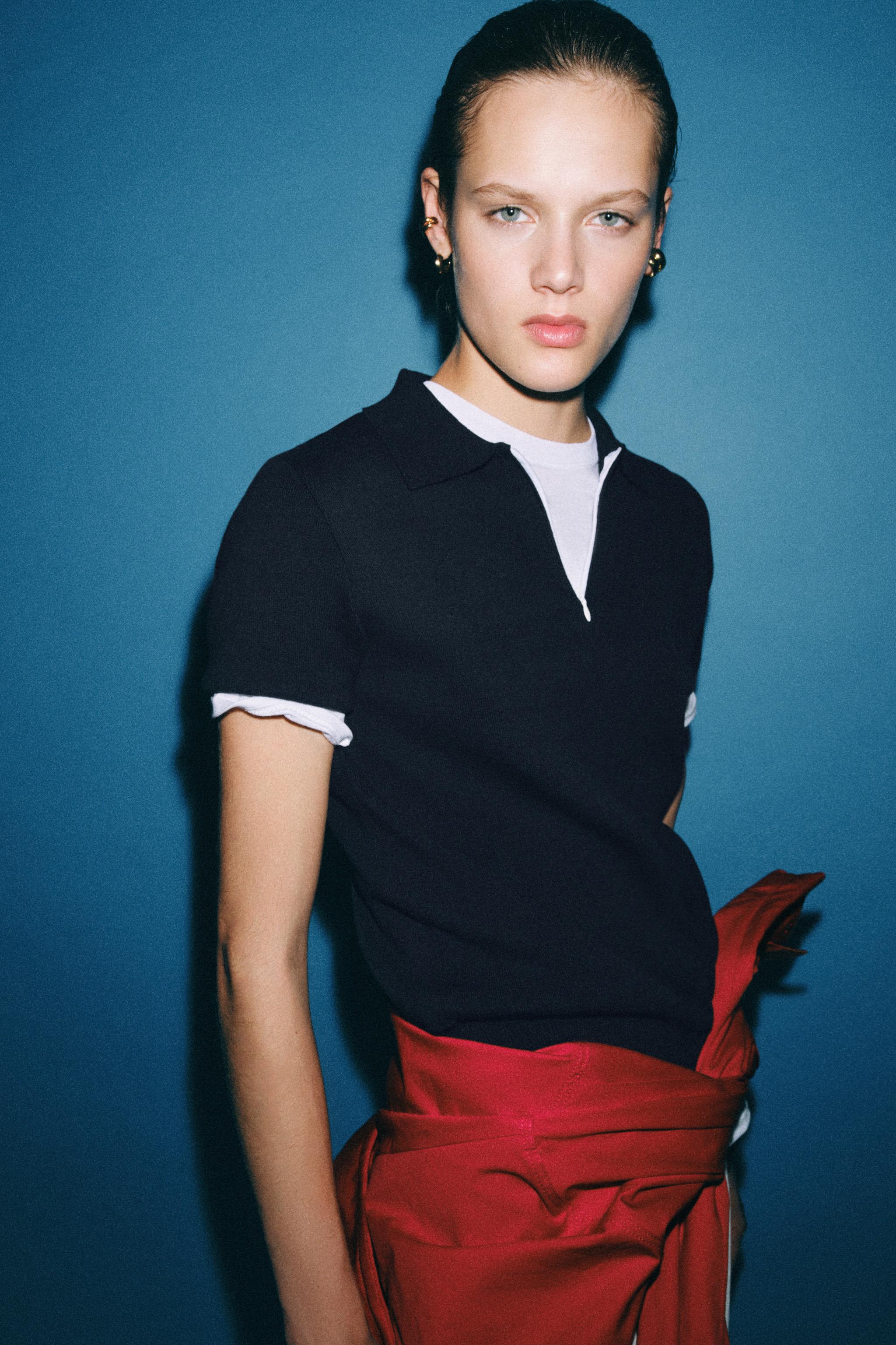 KNIT ZIP POLO SHIRT
